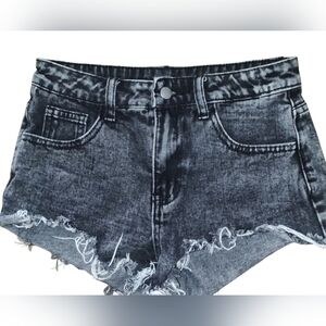 SHEIN Little Girl's Distressed Black Frayed Denim Jean Shorts Size 10 Youth